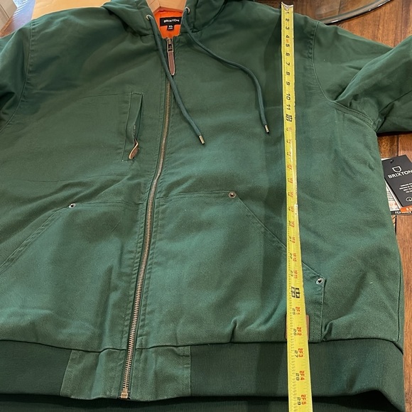 BRIXTON BUILDERS HOODED WARM WORK CANVAS JACKET GREEN ORANGE QUILTED TRUCKER XL - Picture 11 of 11